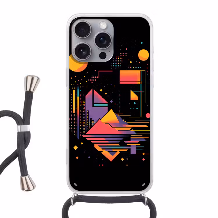 Abstract - Vormen - Lijnen - Kleurrijk Hoesje iPhone 16 Pro Max met koord klein -3d