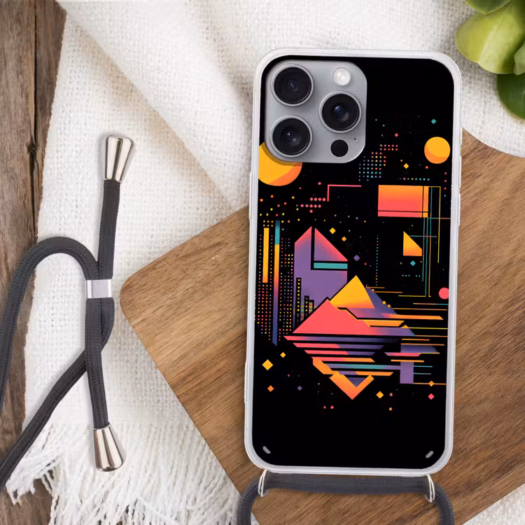 Abstract - Vormen - Lijnen - Kleurrijk Hoesje iPhone 16 Pro Max met koord klein -sfeer4
