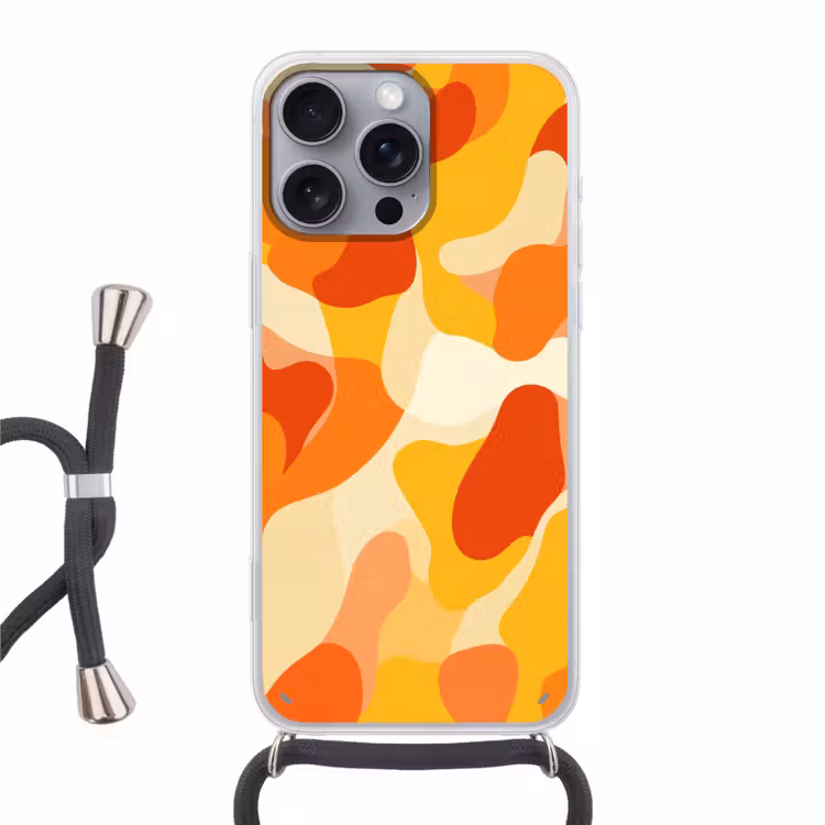 Abstract - Vormen - Oranje Hoesje iPhone 16 Pro Max met koord klein -3d