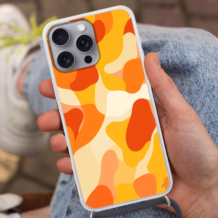 Abstract - Vormen - Oranje Hoesje iPhone 16 Pro Max met koord klein -sfeer3