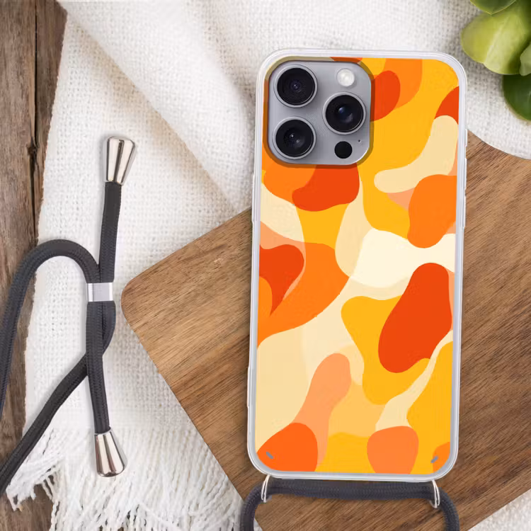 Abstract - Vormen - Oranje Hoesje iPhone 16 Pro Max met koord klein -sfeer4