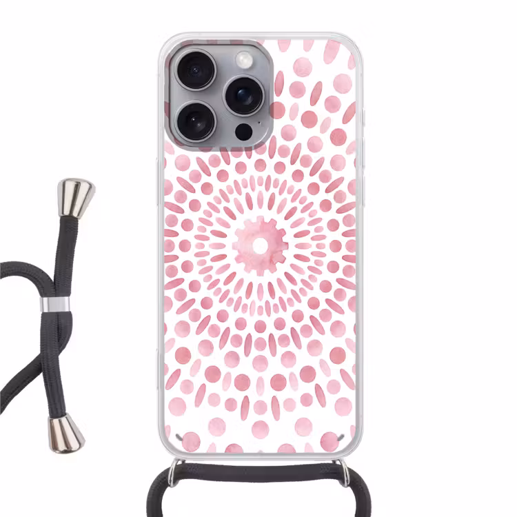 Abstract - Vormen - Patroon - Aquarel - Roze Hoesje iPhone 16 Pro Max met koord klein -3d