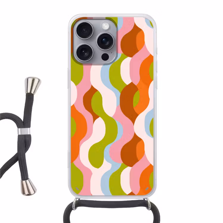 Abstract - Vormen - Roze Hoesje iPhone 16 Pro Max met koord klein -3d