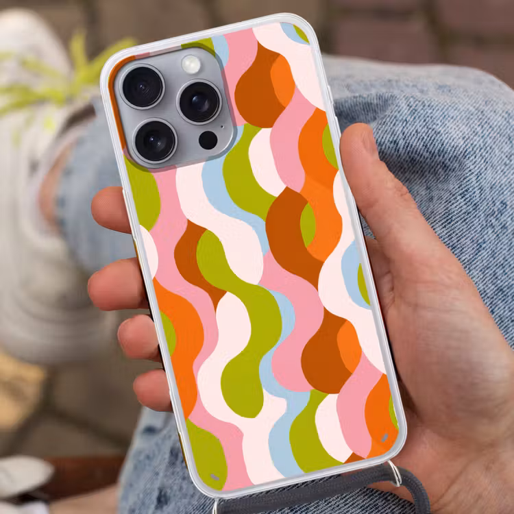 Abstract - Vormen - Roze Hoesje iPhone 16 Pro Max met koord klein -sfeer3