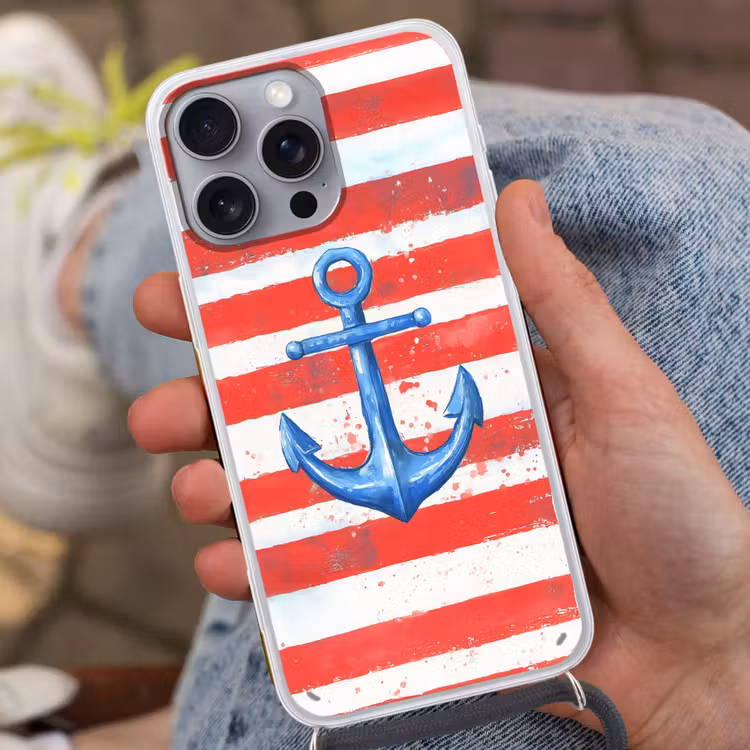 Anker - Verfspatten - Rood - Blauw Hoesje iPhone 16 Pro Max met koord klein -sfeer3