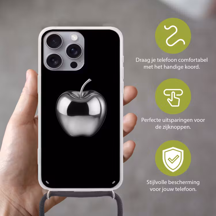 Appel - Metallic - Symmetrisch Hoesje iPhone 16 Pro Max met koord klein -sfeer2_NL
