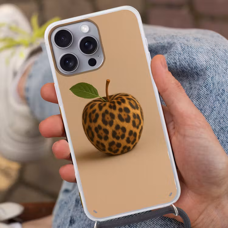 Appel - Panter - Blaadje - Groen Hoesje iPhone 16 Pro Max met koord klein -sfeer3