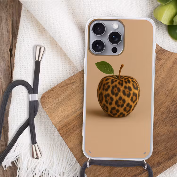 Appel - Panter - Blaadje - Groen Hoesje iPhone 16 Pro Max met koord klein -sfeer4