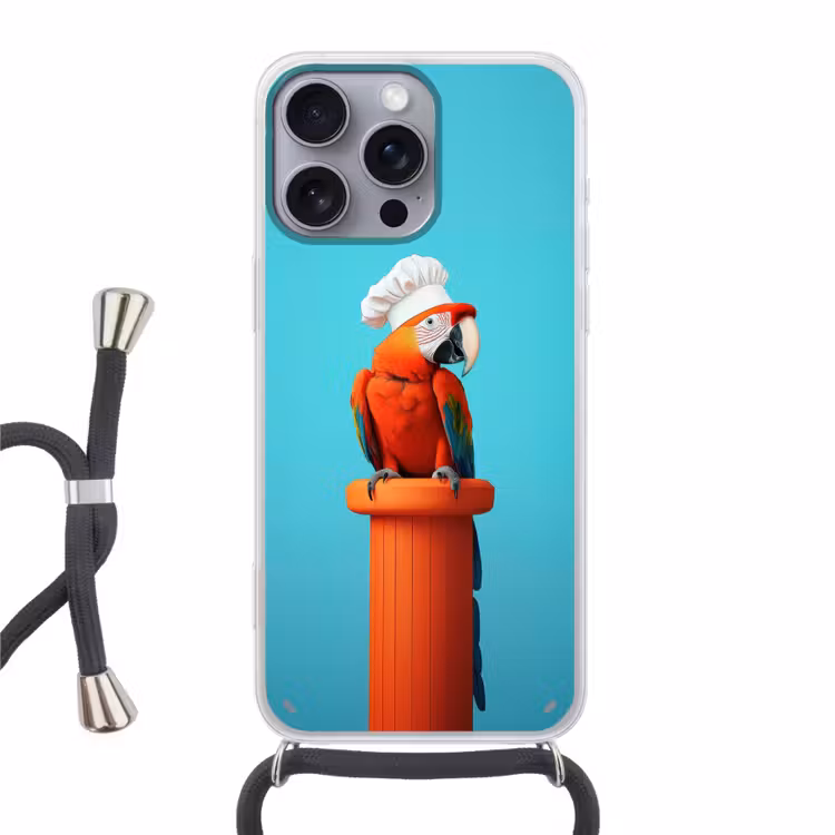 Ara - Koksmuts - Sokkel - Grappig Hoesje iPhone 16 Pro Max met koord klein -3d