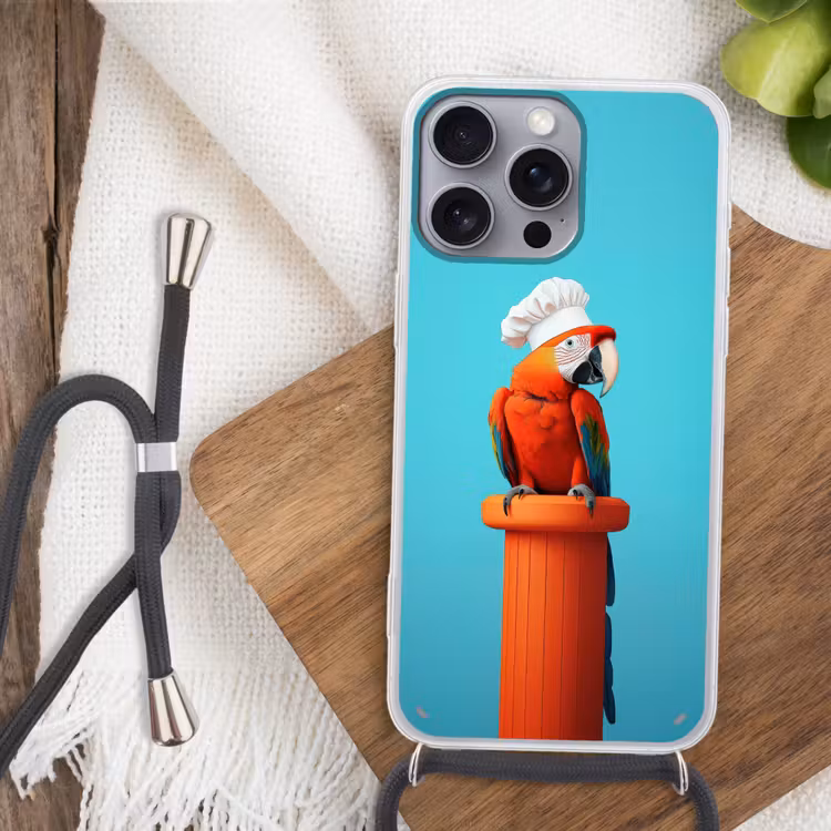 Ara - Koksmuts - Sokkel - Grappig Hoesje iPhone 16 Pro Max met koord klein -sfeer4