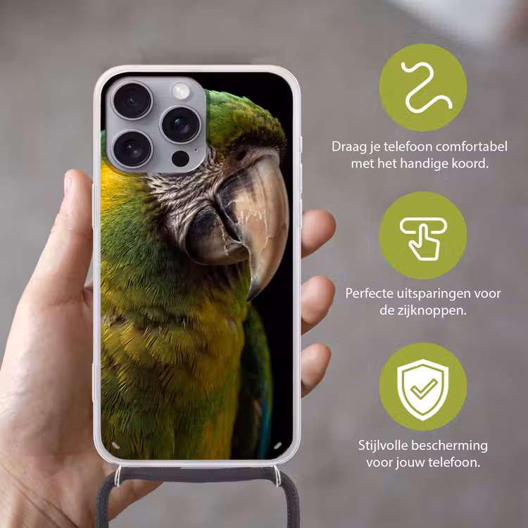 Ara - Portret - Groen Hoesje iPhone 16 Pro Max met koord klein -sfeer2_NL