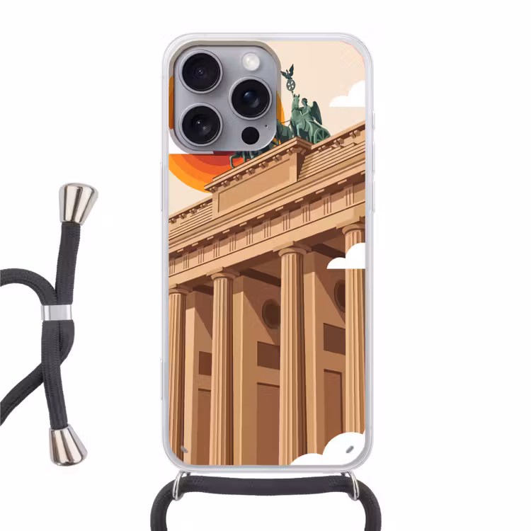 Architectuur - Brandenburg - Berlijn - Zonsondergang - Historisch Hoesje iPhone 16 Pro Max met koord klein -3d