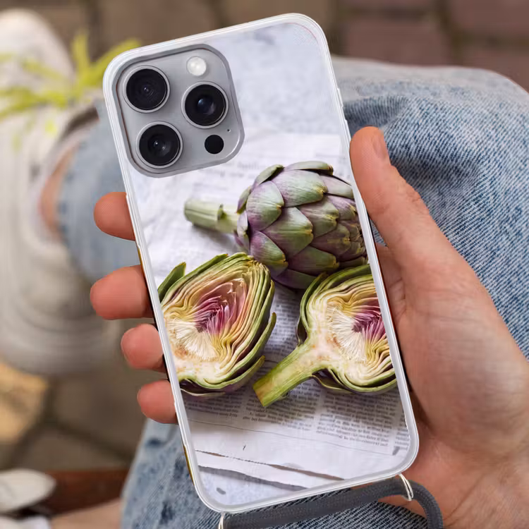 Telefoonhoesje met koord - Artisjok - Doorgesneden - Eten - Artisjok - Doorgesneden - Eten Hoesje iPhone 16 Pro Max met koord klein