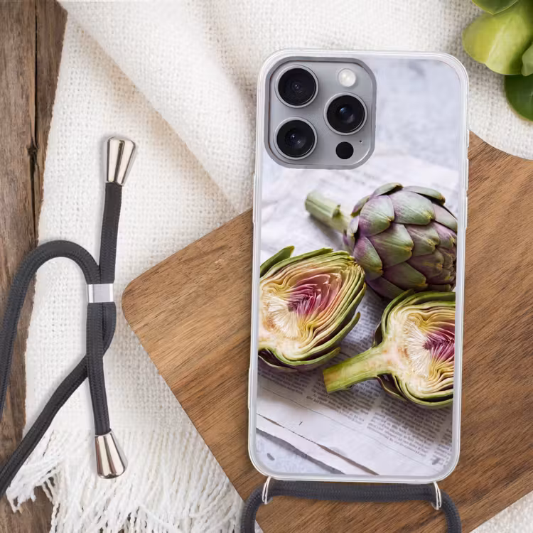 Telefoonhoesje met koord - Artisjok - Doorgesneden - Eten - Artisjok - Doorgesneden - Eten Hoesje iPhone 16 Pro Max met koord klein
