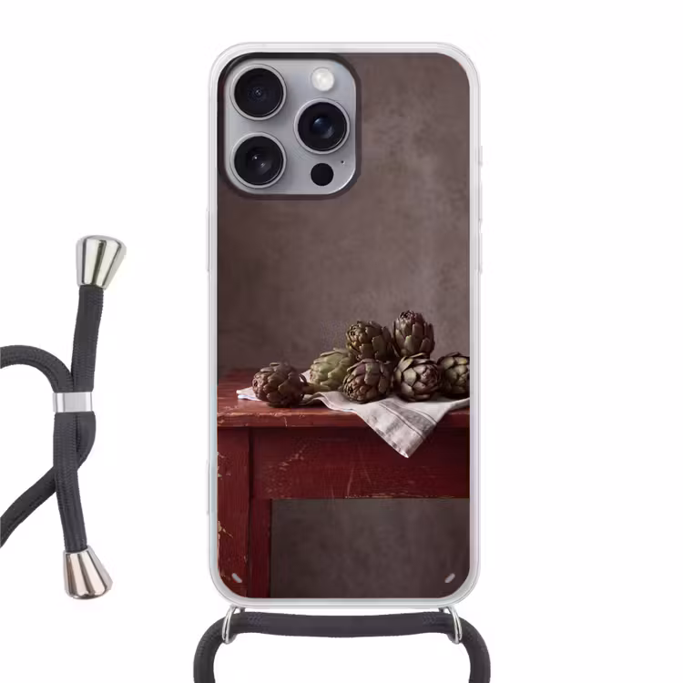 Telefoonhoesje met koord - Artisjok - Eten - Rustiek - Artisjok - Eten - Rustiek Hoesje iPhone 16 Pro Max met koord klein