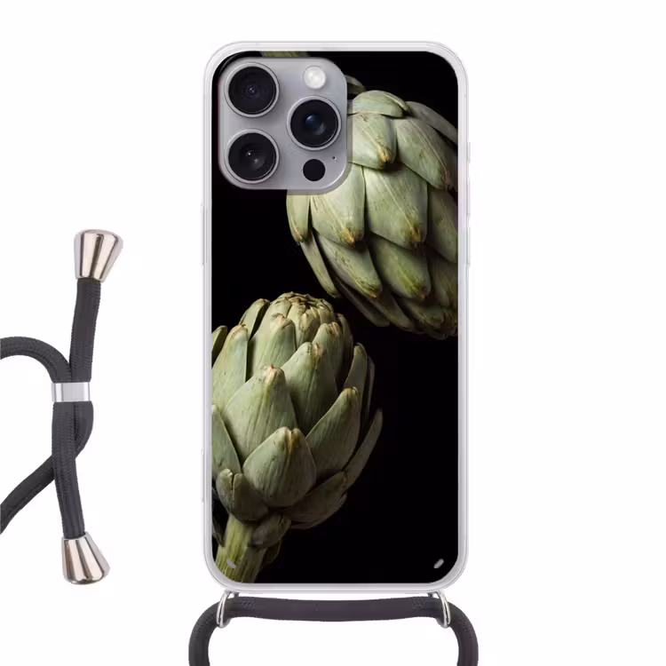 Telefoonhoesje met koord - Artisjok - Groen - Eten - Artisjok - Groen - Eten Hoesje iPhone 16 Pro Max met koord klein