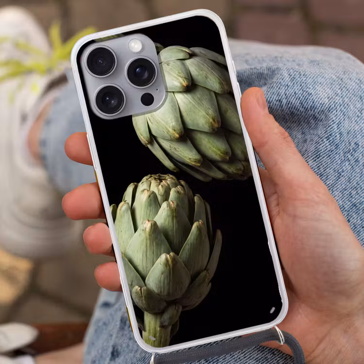 Telefoonhoesje met koord - Artisjok - Groen - Eten - Artisjok - Groen - Eten Hoesje iPhone 16 Pro Max met koord klein