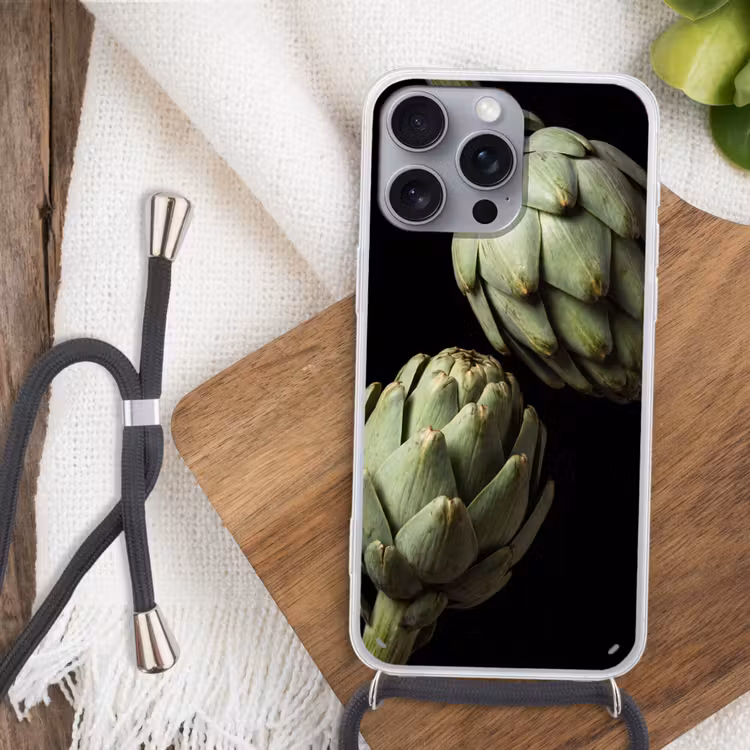 Telefoonhoesje met koord - Artisjok - Groen - Eten - Artisjok - Groen - Eten Hoesje iPhone 16 Pro Max met koord klein