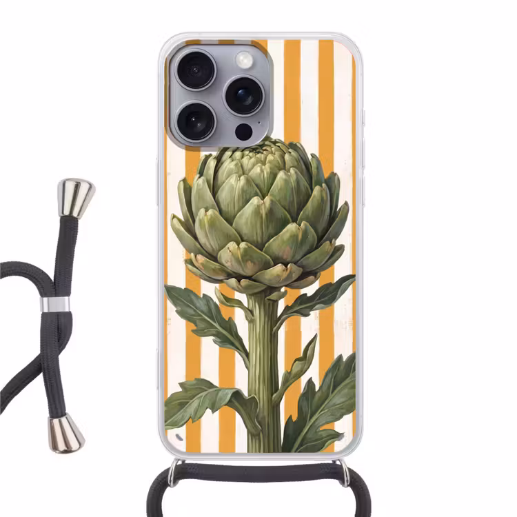 Telefoonhoesje met koord - Artisjok - Modern - Groente - Artisjok - Modern - Groente Hoesje iPhone 16 Pro Max met koord klein