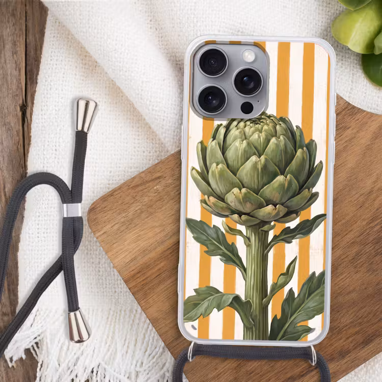 Telefoonhoesje met koord - Artisjok - Modern - Groente - Artisjok - Modern - Groente Hoesje iPhone 16 Pro Max met koord klein