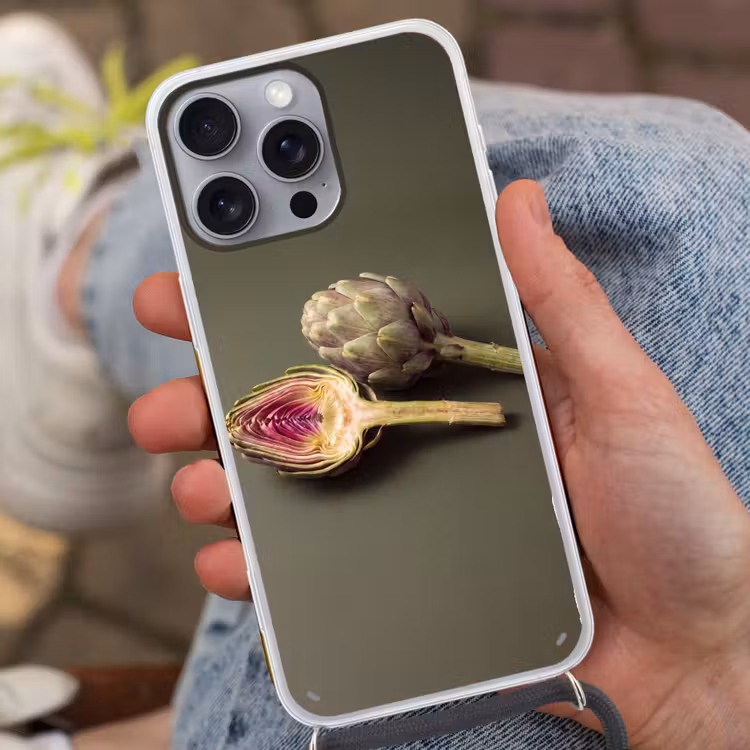 Telefoonhoesje met koord - Artisjok - Paars - Voedsel - Artisjok - Paars - Voedsel Hoesje iPhone 16 Pro Max met koord klein