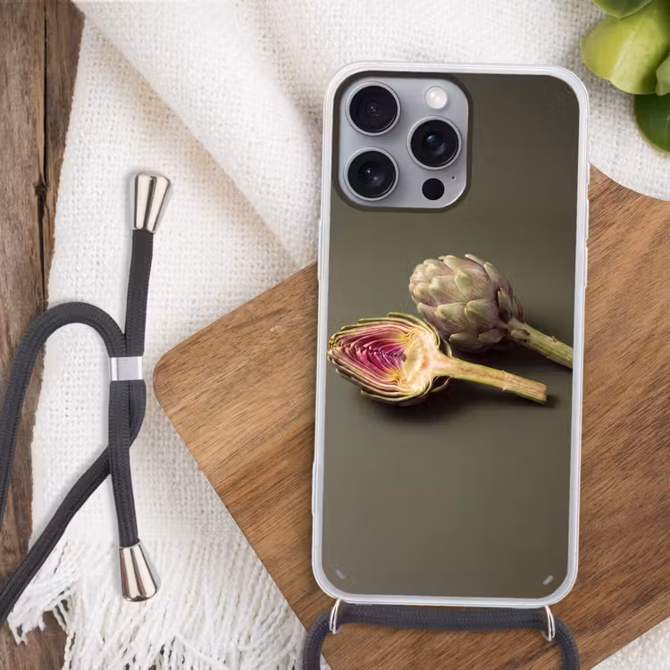 Telefoonhoesje met koord - Artisjok - Paars - Voedsel - Artisjok - Paars - Voedsel Hoesje iPhone 16 Pro Max met koord klein