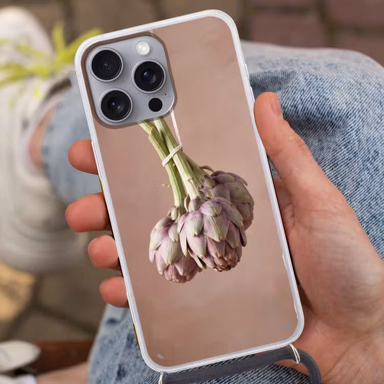 Telefoonhoesje met koord - Artisjokken - Hangend - Groenten - Artisjokken - Hangend - Groenten Hoesje iPhone 16 Pro Max met koord klein