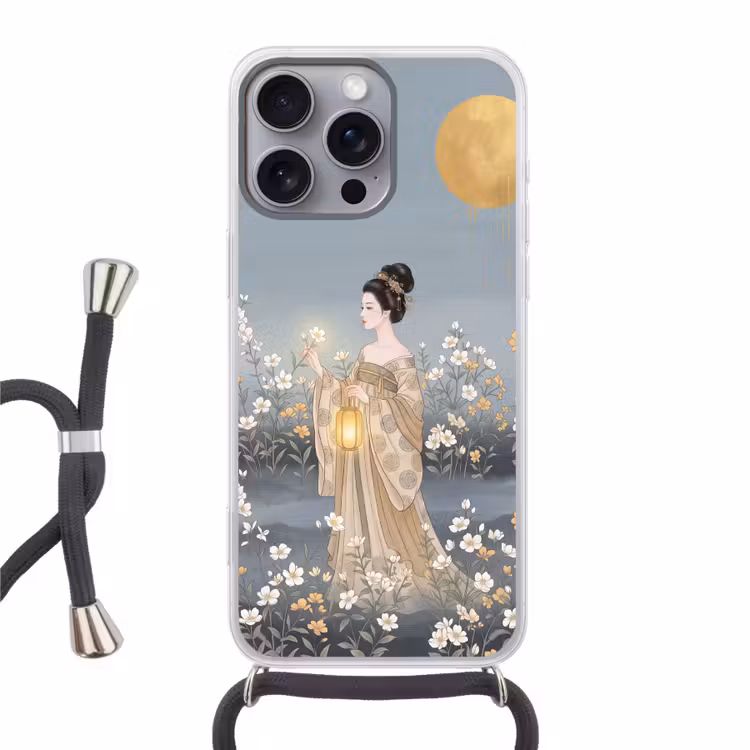 Aziatisch - Vrouw - Kimono Hoesje iPhone 16 Pro Max met koord klein -3d