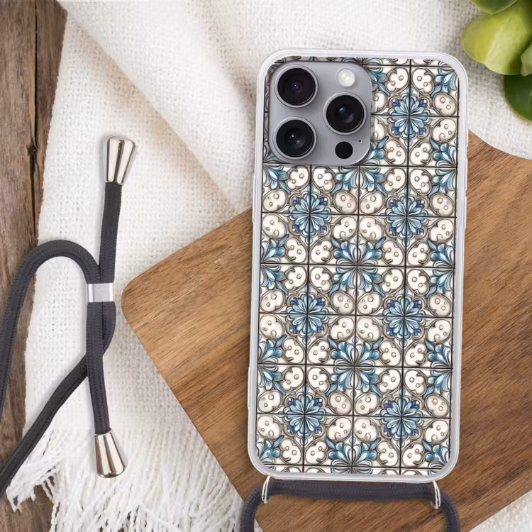 Barok - Tegel - Kleurrijk Hoesje iPhone 16 Pro Max met koord klein 804 -sfeer4
