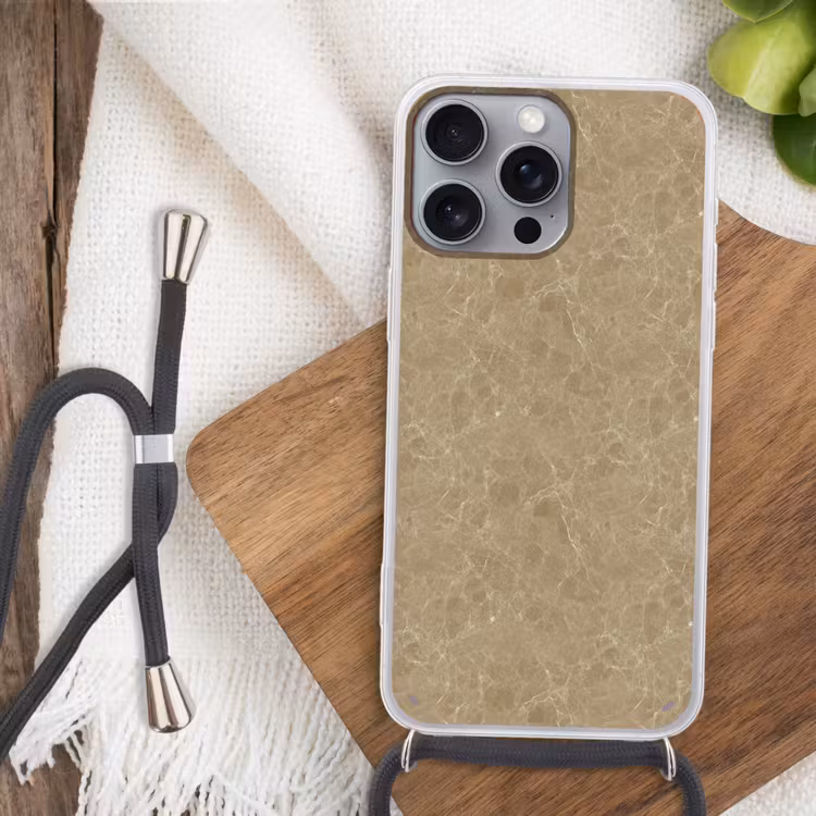 Beige - Marmer - Witte aders Hoesje iPhone 16 Pro Max met koord klein 804 -sfeer4
