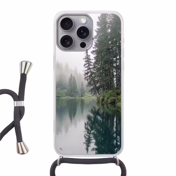 Bergen - Meer - Bos Hoesje iPhone 16 Pro Max met koord klein -3d