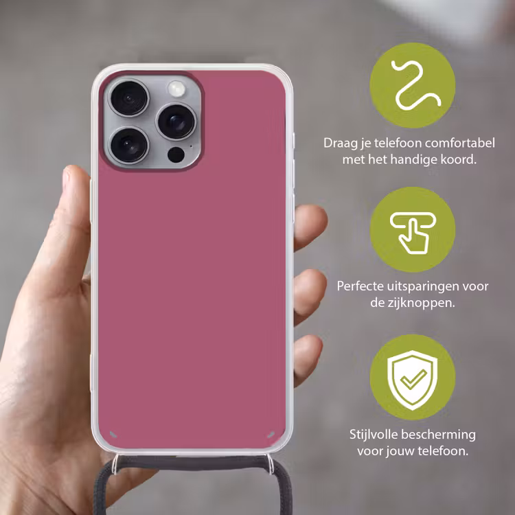 Berry - Roze -Pink Hoesje iPhone 16 Pro Max met koord klein 804 -sfeer2_NL