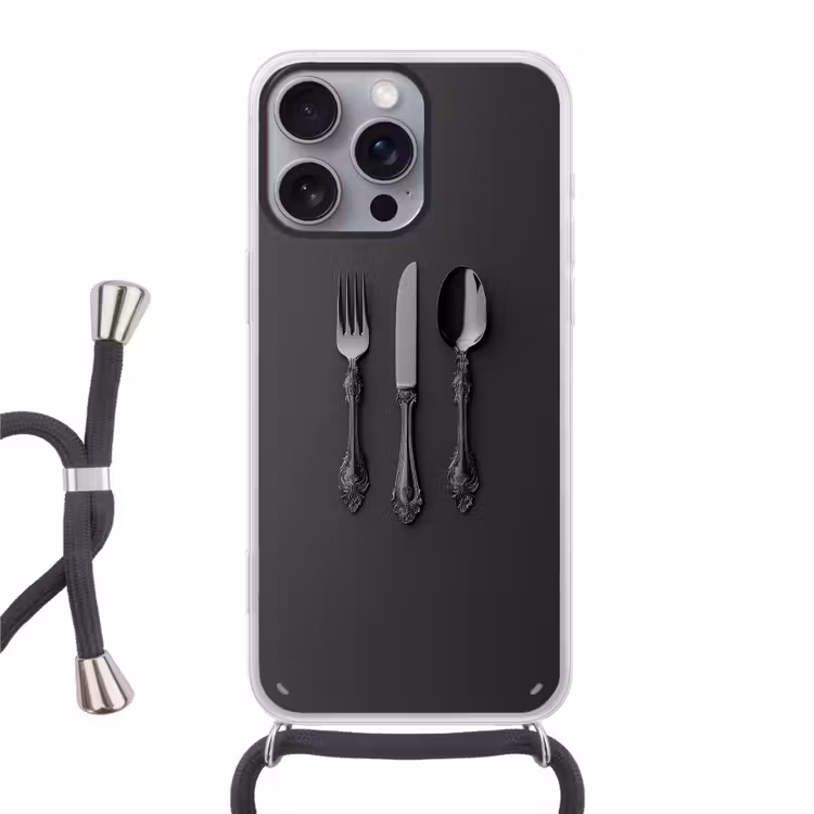 Bestek - Zwart Hoesje iPhone 16 Pro Max met koord klein -3d