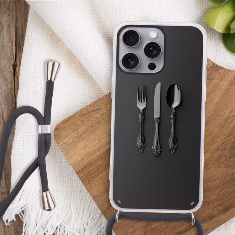 Bestek - Zwart Hoesje iPhone 16 Pro Max met koord klein -sfeer4