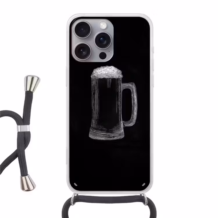 Bierpul - Schuim - Krijttekening Hoesje iPhone 16 Pro Max met koord klein -3d