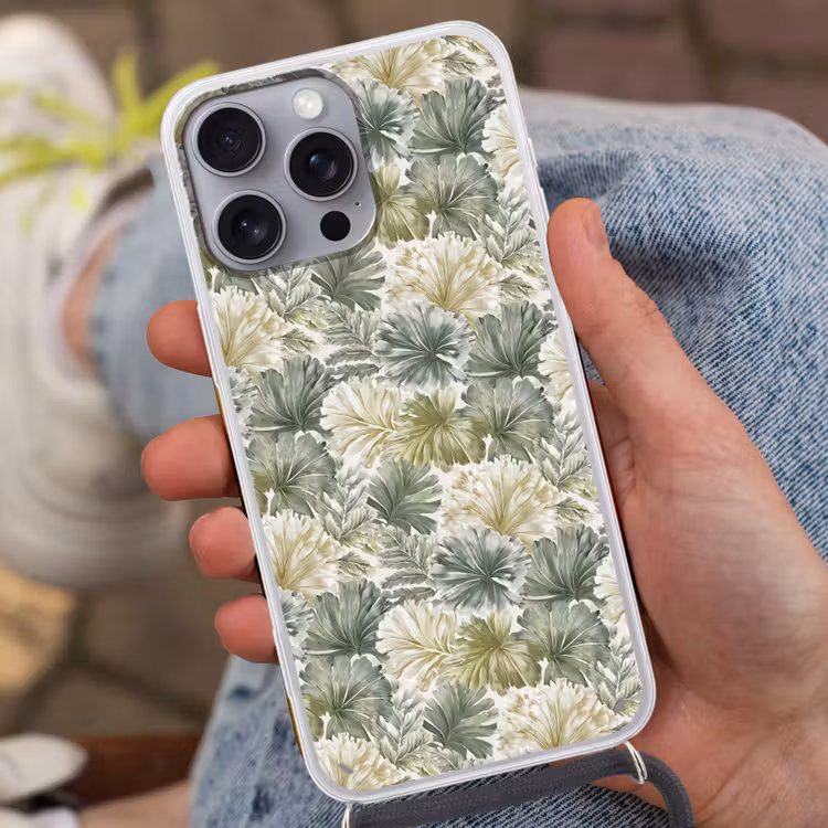 Bladeren - Botanisch - Groen Hoesje iPhone 16 Pro Max met koord klein 804 -sfeer3