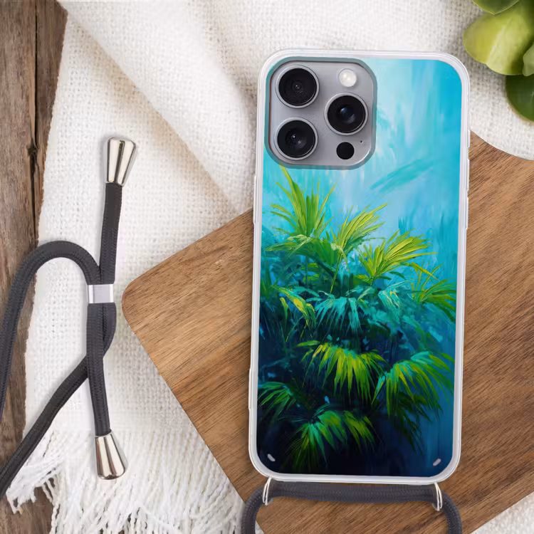 Bladeren - Groen - Schilderij - Abstract Hoesje iPhone 16 Pro Max met koord klein -sfeer4