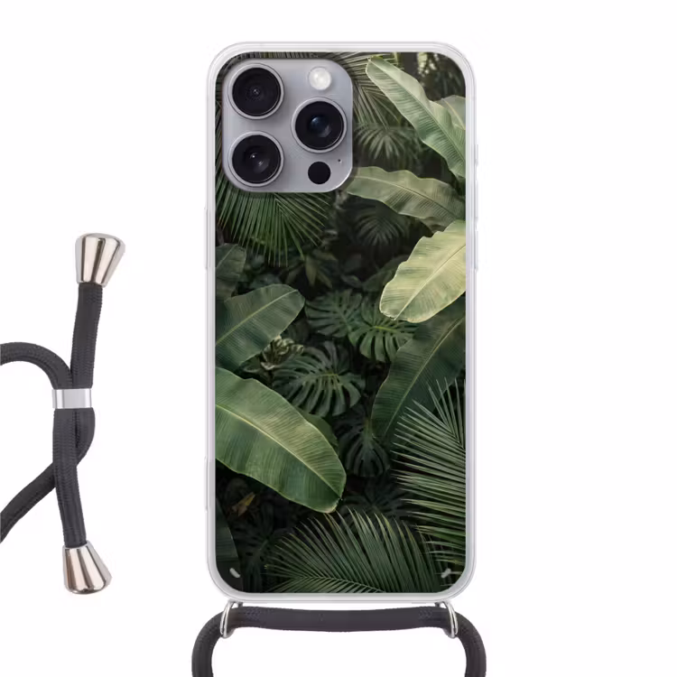 Bladeren - Groen - Tropisch - Natuur Hoesje iPhone 16 Pro Max met koord klein -3d