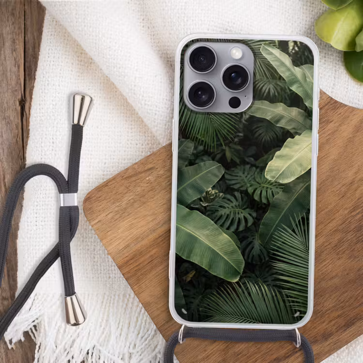 Bladeren - Groen - Tropisch - Natuur Hoesje iPhone 16 Pro Max met koord klein -sfeer4