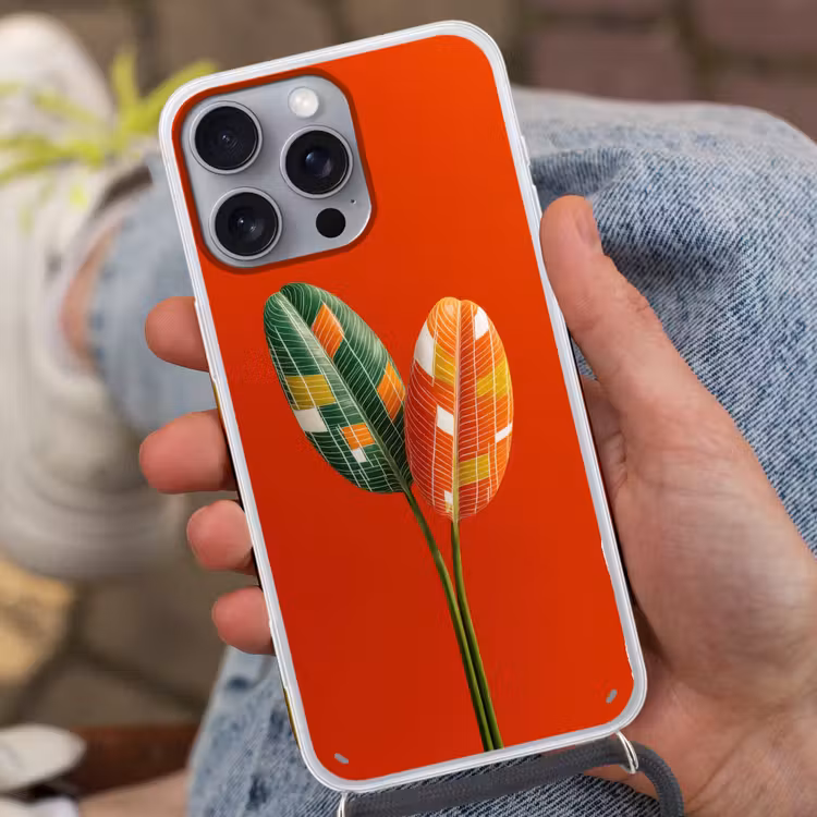 Bladeren - Ovaal - Mozaïek - Patroon Hoesje iPhone 16 Pro Max met koord klein -sfeer3