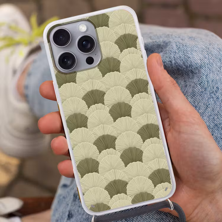 Bladeren - Structuur - Groen Hoesje iPhone 16 Pro Max met koord klein 804 -sfeer3