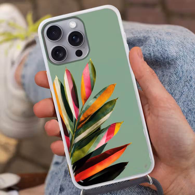 Bladeren - Tak - Kleurrijk Hoesje iPhone 16 Pro Max met koord klein -sfeer3