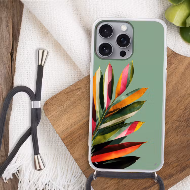 Bladeren - Tak - Kleurrijk Hoesje iPhone 16 Pro Max met koord klein -sfeer4