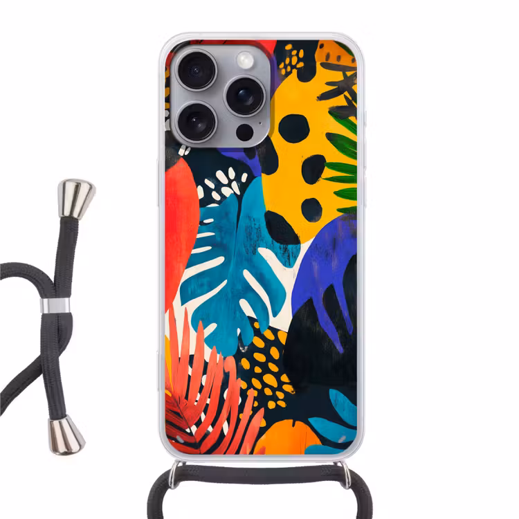 Bladeren - Vormen - Abstract - Kleurrijk Hoesje iPhone 16 Pro Max met koord klein -3d