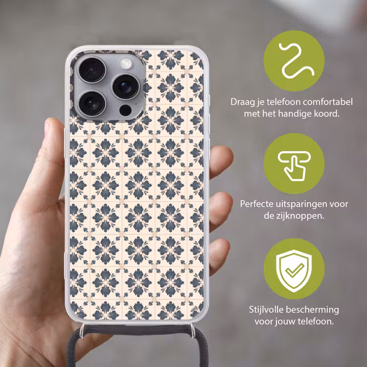 Bladvorm - Klassiek - Kleurrijk Hoesje iPhone 16 Pro Max met koord klein 804 -sfeer2_NL