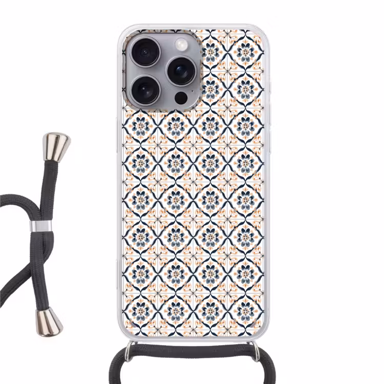 Bladvorm - Patroon - Kleurrijk Hoesje iPhone 16 Pro Max met koord klein 804 -3d