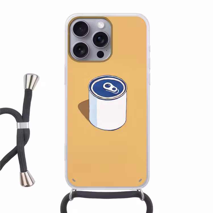 Blikje - Minimalistisch - Blauw - Illustratie Hoesje iPhone 16 Pro Max met koord klein -3d