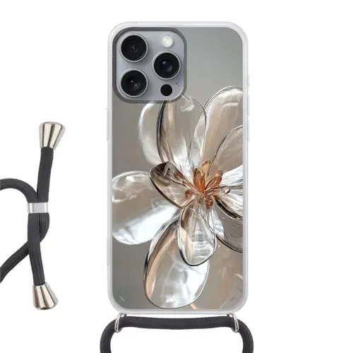 Bloem - Glazen - Doorzichtig Hoesje iPhone 16 Pro Max met koord klein -3d