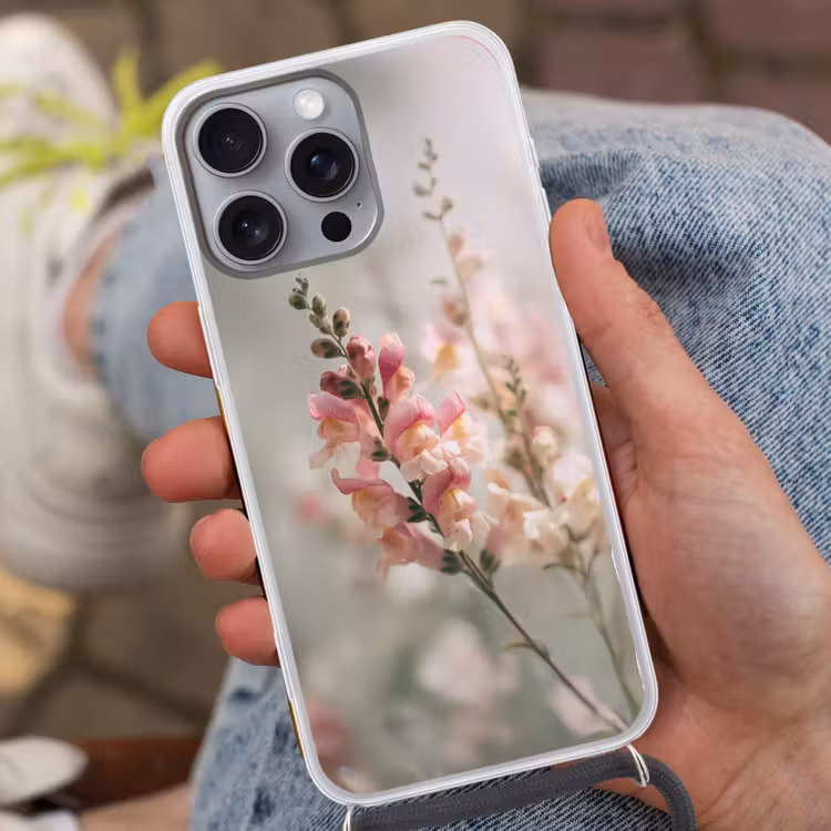 Bloem - Leeuwenbek - Roze - Stengel Hoesje iPhone 16 Pro Max met koord klein -sfeer3