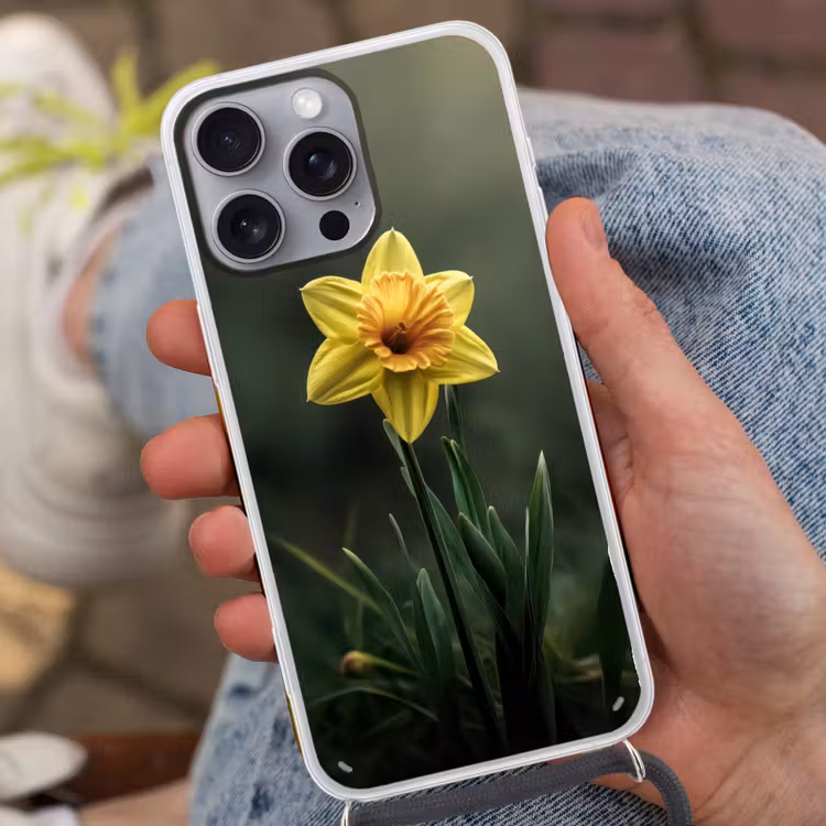 Bloem - Narcis - Gras - Geel Hoesje iPhone 16 Pro Max met koord klein -sfeer3